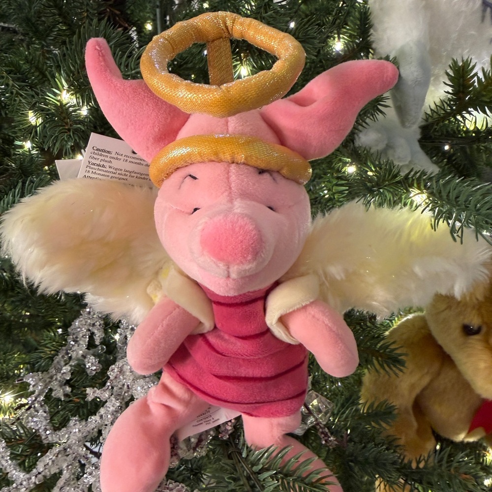 Disney Christmas Piglet with Angel Wings and Halo Plush Mini Characters Ornament
